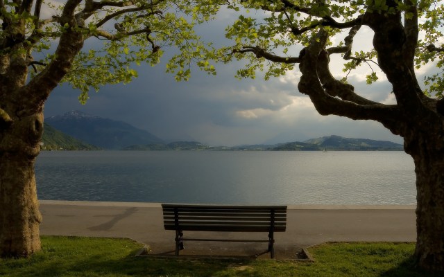Cloudy-Park-Bench